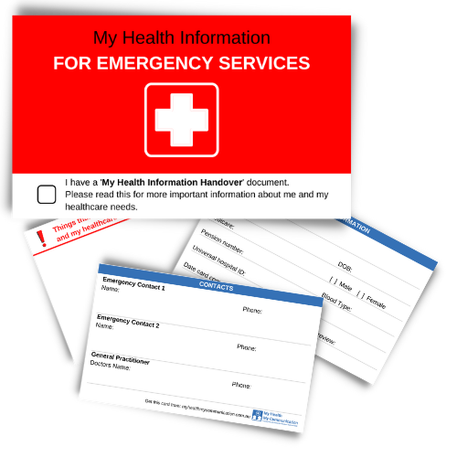 My Health information for emergency services wallet card